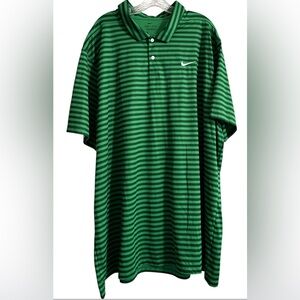 Nike Men's Green and Black Striped Polo 4XL